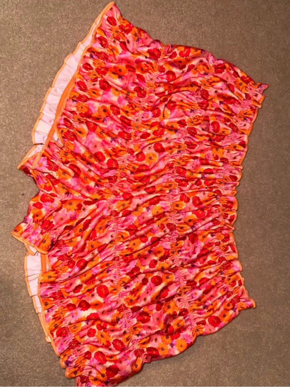 Strawberry Milk Mob Pink Orange Floral Ruched Swim Short
